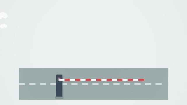 Minimalist Animation of a Toll Road Gate Barrier with 4K Resolution and 60fps in 16:9 Canvas Ratio