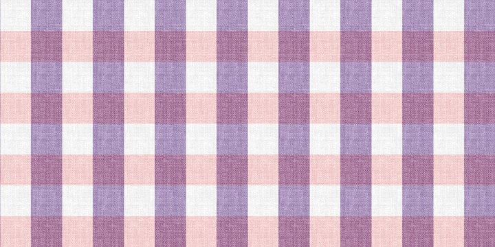 Purple and pink gingham pattern with fabric texture, seamless background for textiles and design
