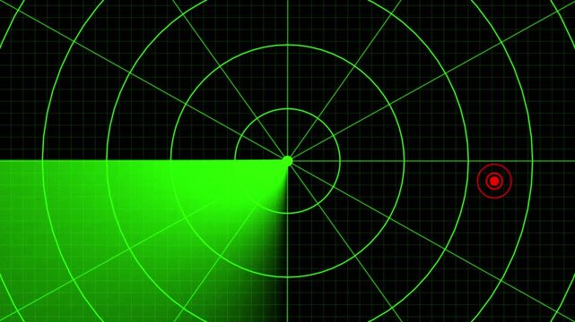 Green Radar locating enemy's location futuristic interface. Radar screen showing scanning result concept. 