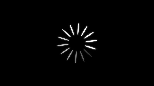 White Circular loading mark animation. Loading and buffering concept on dark background. Animated spinning loading icon.