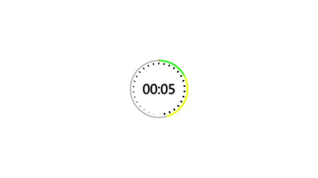 Futuristic 10 countdown timer from 10 to 0 second on black screen. Digital 10 second timer with pulse circle. 