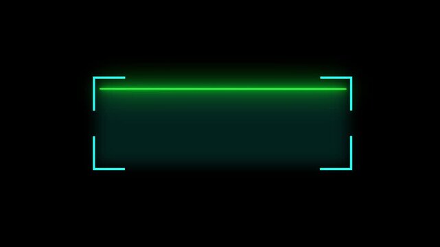 Flat scanner icon showing scanning process on black background. Scanner frame animation with digital scan indicator.