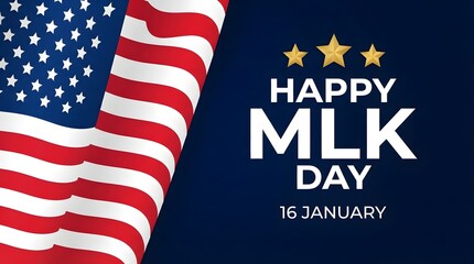 Obraz premium Honoring martin luther king jr day with american flag and festive typography