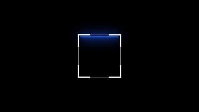 Neon Barcode scanner QR code shine Icon. Fingerprint biometric scanning animation.