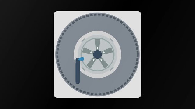 Precision Tire Changer Rotation Animation in 4K Resolution at 60fps 16:9 Aspect Ratio on Canvas