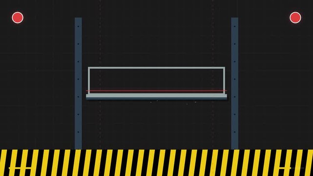 Safety First Lift Protocol Industrial Animation in 4K 60fps with Warning Lights and Hazard Stripes