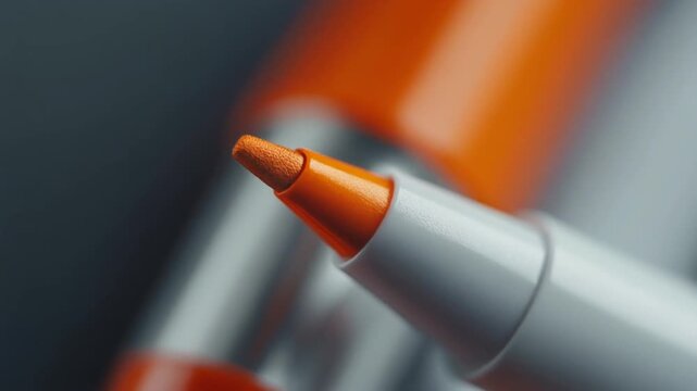 Extreme Macro Shot of Orange Felt Tip Pen Nib Sharp Focus Clean and Vibrant Design Material Full HD