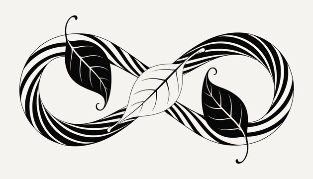 Abstract Infinity Symbol with Leaves - Eternal Nature Concept