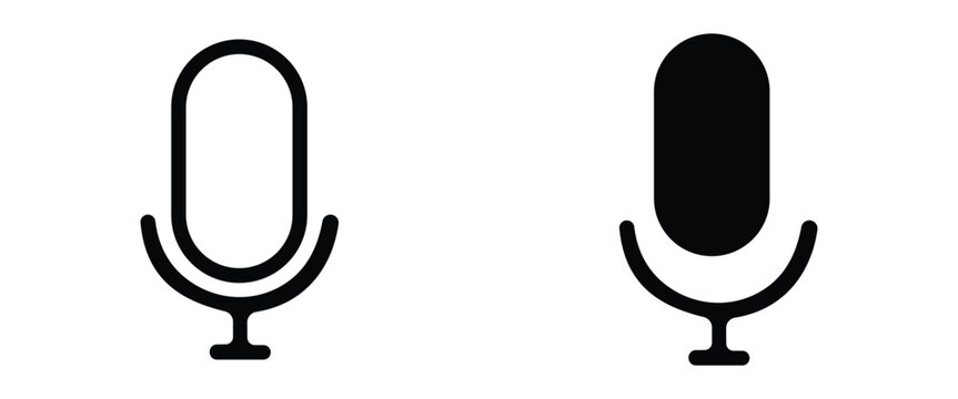 Microphone vector icon. simple line isolated on background. modern silhouette flat style podcast symbol. 