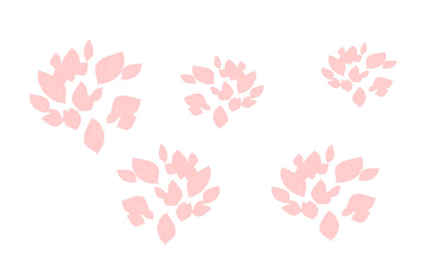 Set of pink leaf clusters isolated on white background