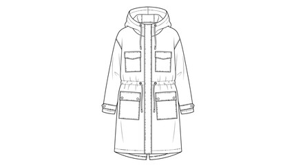 Fashion illustration of a hooded parka jacket © Denok