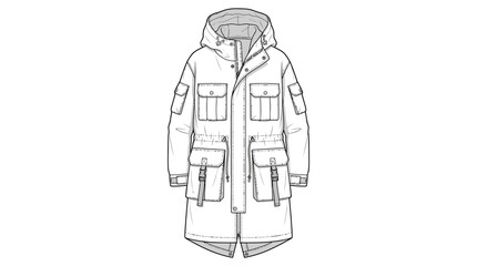 Fashion illustration of a parka jacket © Denok