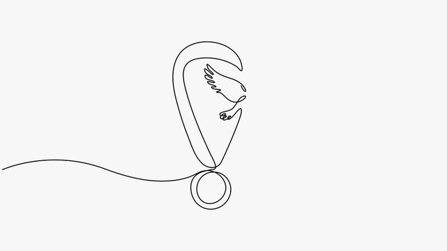 Continuous single line art drawing animation of flying dove peace bird white background