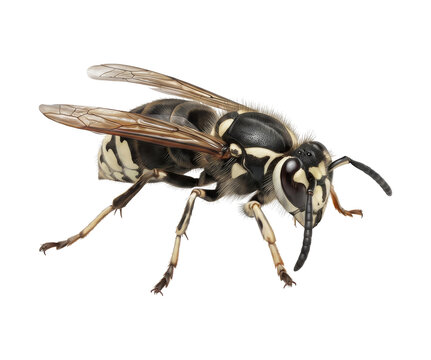 bald-faced hornet on a white background 