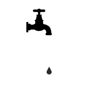 Black silhouette dripping water faucet animation