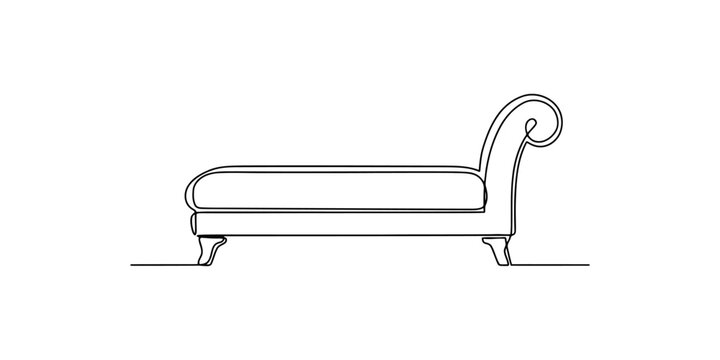 Continuous single line drawing of a chaise lounge chair
