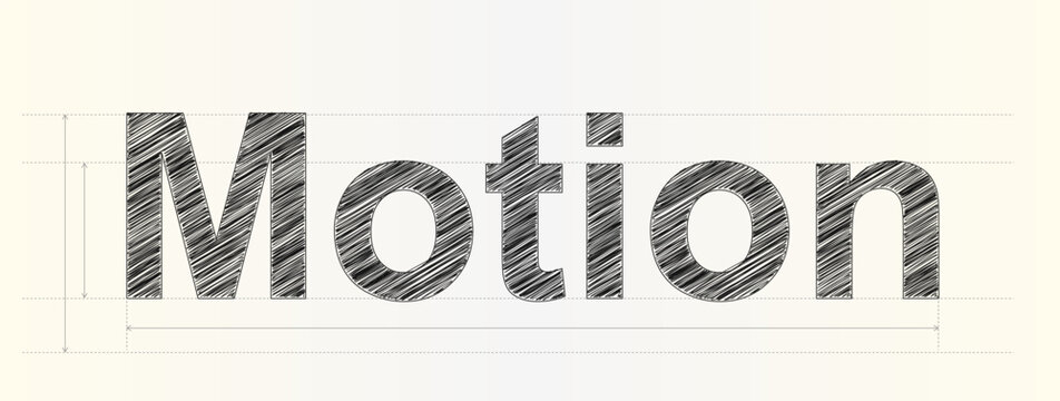 Creative concept design featuring the word motion written in a stylized hand drawn sketch style