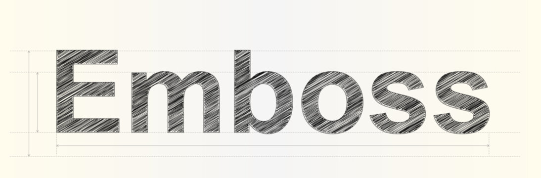 Creative concept featuring the word Emboss displayed with a detailed hand drawn artistic sketch effect