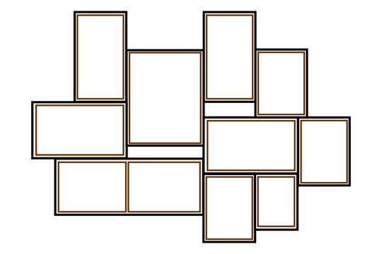 Rustic Double Border Photo Collage Frame Vector Template 12 Pictures