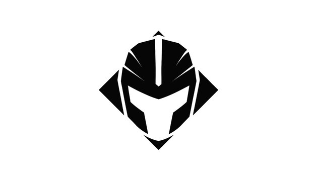 black and white robot head logo