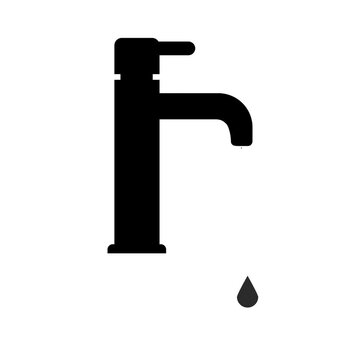 Black solid faucet dripping water animation