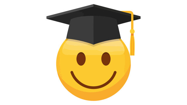 Happy Graduation Smiley Face Emoji Illustration