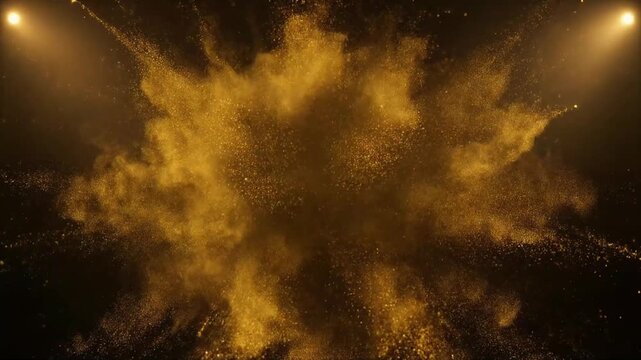Golden powder explosion abstract background