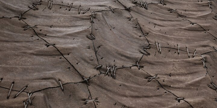 stitched brown leather texture stitched repair skin patch background detailed macro leathercraft seam pattern ancient aged hide surface industrial material rustic cover banner web template element