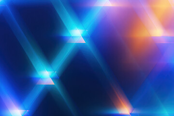 Obraz premium Abstract background blue light geometric pattern neon glow futuristic design digital texture purple gradient orange light polygon shape technology style