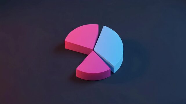 Colorful 3d pie chart on dark background