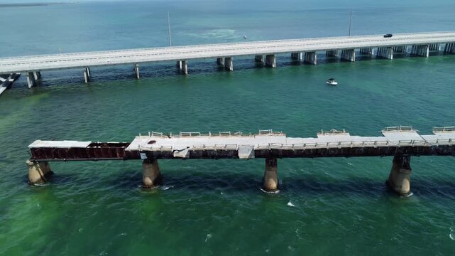 Bahia Honda Railroad Bridge drone shot seven slower version