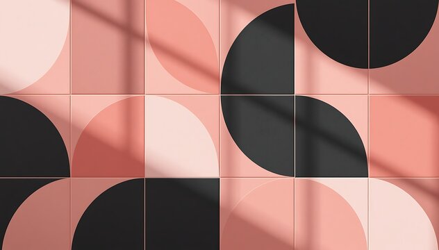 Abstract geometric pattern with overlapping circles on textured background