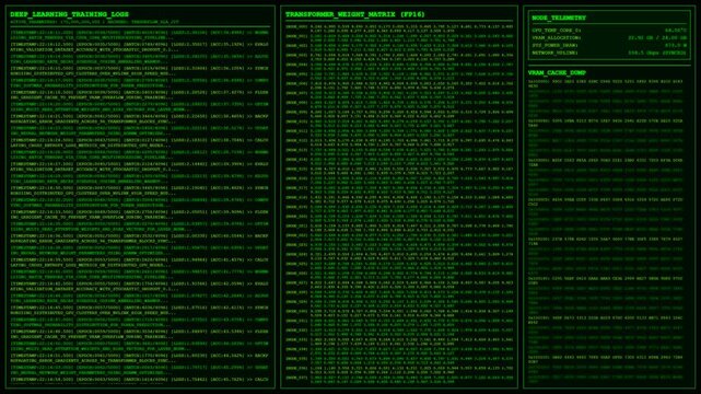 Deep learning transformer training neural network terminal screen.