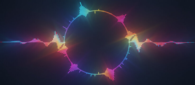 Circular sound wave spectrum equalizer with rainbow colors