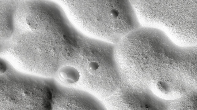 Abstract white surface texture with smooth wave and round hole detail, minimal gray background for design and pattern use