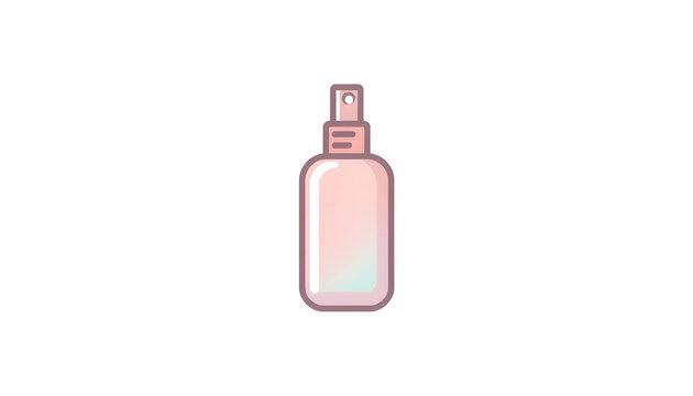 Pink cosmetic spray bottle icon with frosted texture, flat line illustration, isolated on white background