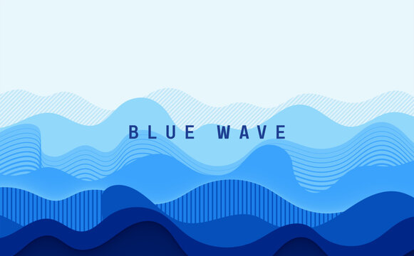 Abstract Blue Waves Layered Geometric Background with Minimalist Design