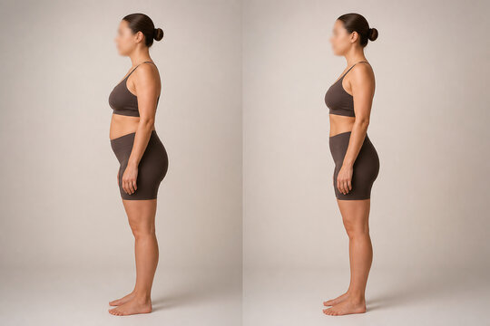 Gentle body contour before and after studio comparison
