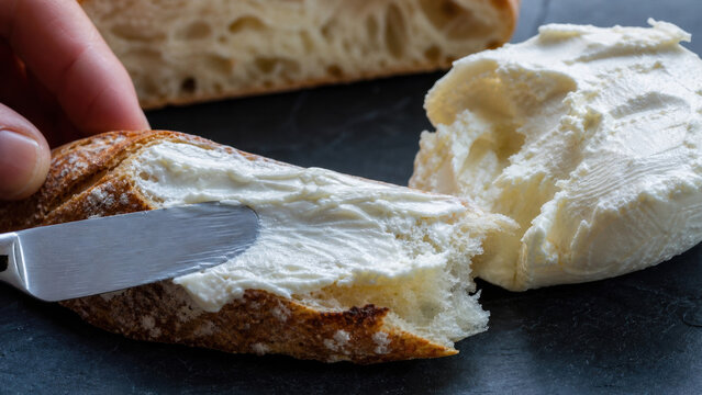 Bread Slice with Soft Cheese Spread