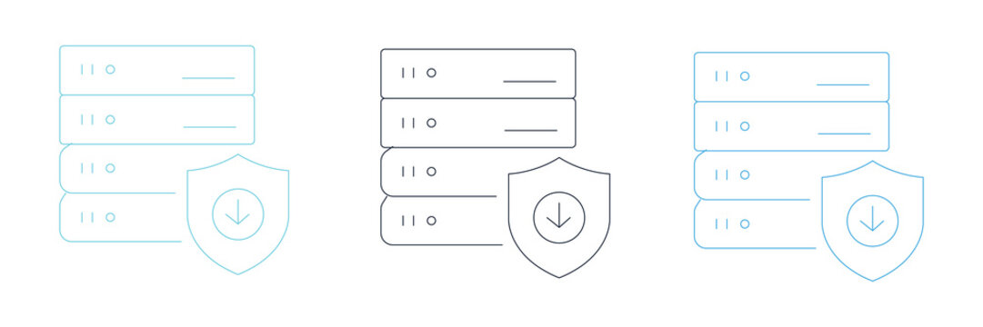 Server Security Shield Vector Icon &mdash; Data Center Defense