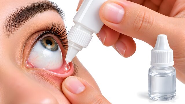 Eye Drops Administration for Ophthalmic Treatment and Eye Care
