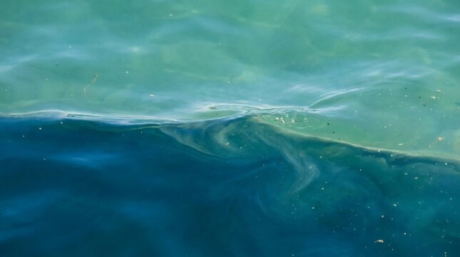 Water surface with clear turquoise and deep blue ocean water meeting, creating a vibrant two-tone effect.