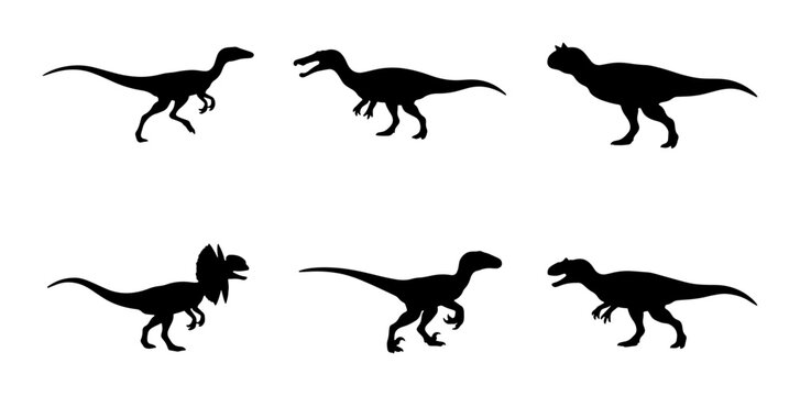 Dinosaur Silhouettes Collection: Prehistoric Reptile Icons for Educational and Design Projects