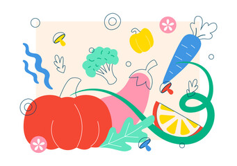 Fototapeta premium World Vegan Day Vector Illustration Featuring Plant Based Food, Fresh Vegetables, Healthy Nutrition, Sustainable Lifestyle and Eco Friendly Living