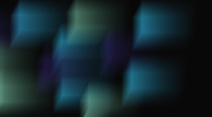 Obraz premium Abstract Blurred Geometric Lights in Blue and Green Neon Tones with Grainy Texture