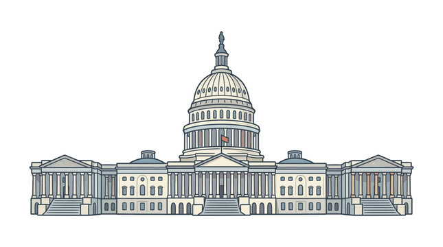A stylized vector illustration of the United States Capitol building in Washington DC.