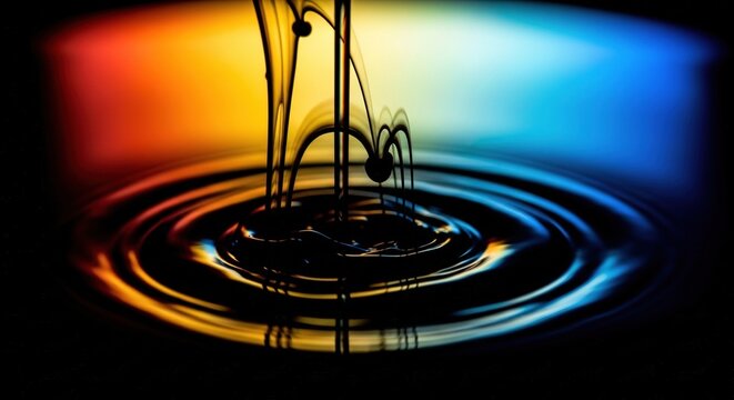 Whisky pour creating mesmerizing ripple patterns in dark ambient lighting