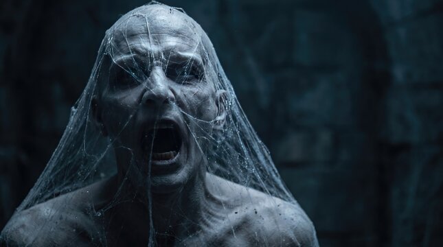 A chilling depiction of a ghostly figure embodying the terrifying essence of halloween night and the supernatural realm evokes fear