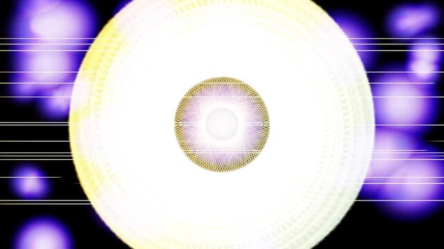 Abstract glowing energy sphere pulsing with light and purple bokeh effects futuristic digital