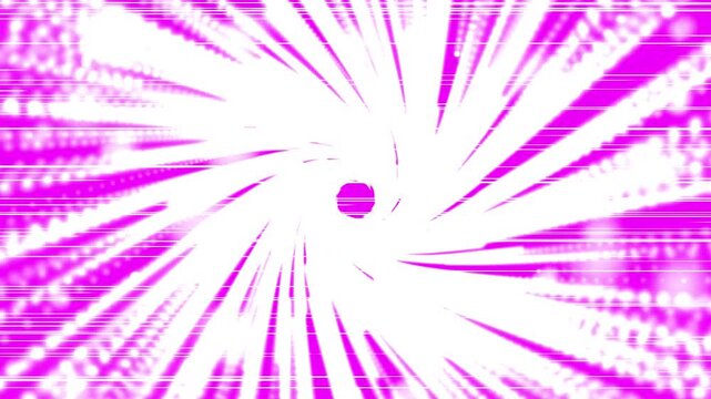 Vibrant abstract tunnel vortex motion with bright white light streaks and glowing particles